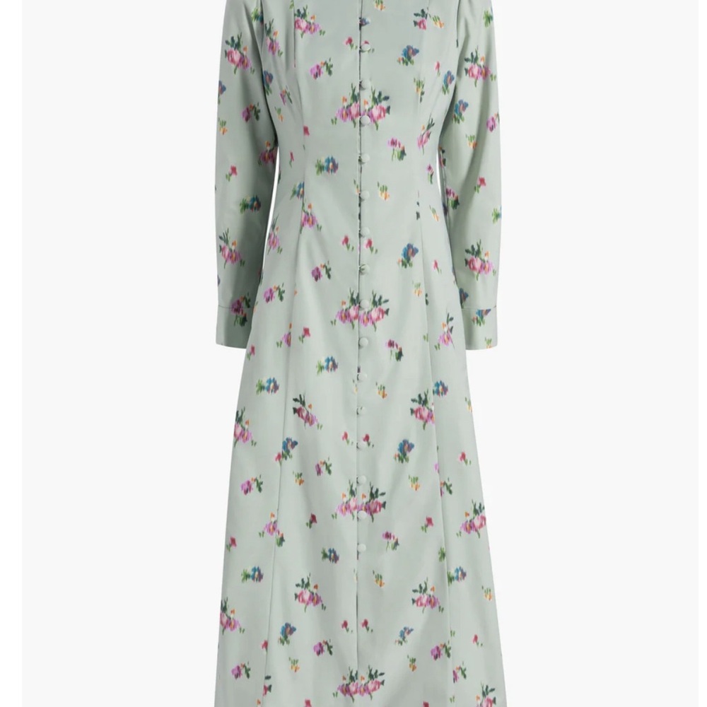 Hill House The Lucienne Dress In Sage Taffeta